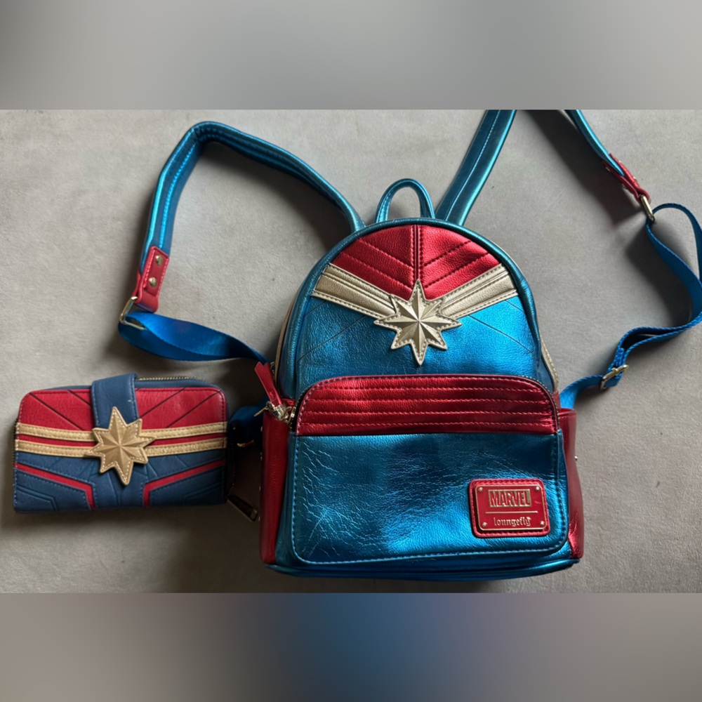 Marvel Loungefly Captain Marvel Mini Backpack and Wallet